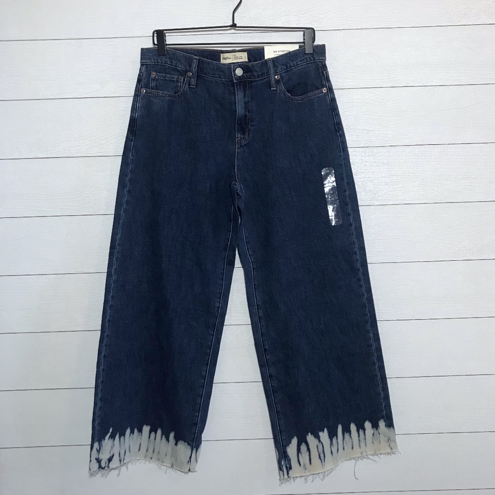 Gap Wide Leg High Rise Bleach Tie Dye Ankle Jeans